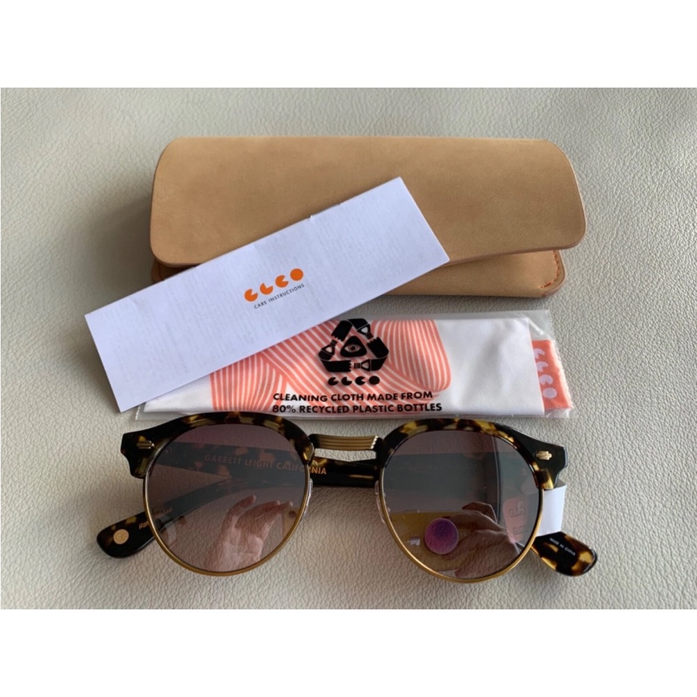 NEW Garrett Leight Oakwood Tut Tortoise Gold Tuscan Sunglasses $475